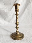 Vintage Solid Brass Round Footed 7  Single Candlestick Holder With Ornate Stem