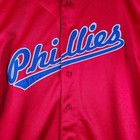 Philadelphia Phillies Official Mlb Baseball Jersey Red Button Down Large