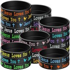 36 Pcs Jesus Loves You Silicone Wristbands Colorful Rubber Bracelets Christian S