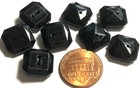 8 Vintage Glossy Black Square 2-sided Plastic Buttons Almost 9 16  13 5mm 12284