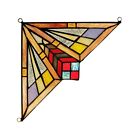 Pair Stained Glass Corner Window Panels Handcrafted Mission Design Tiffany Style