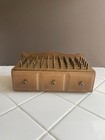 Vintage Wood Thread Bobbin Organizer Sewing Box With Drawer Cute     