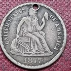 1877 Seated Liberty Dime 10c Love Token  ajf   98510
