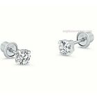 Genuine Diamond 1 8mm Child Stud Earrings In 14k White Gold - Screw Backs