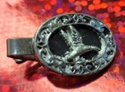 Vintage Silver Tone Tie Bar Clip Clasp Stay W  An Ornamental Oval Duck Medallion