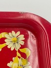 Vintage Red Metal Daisy Floral Serving Tray1950   s Mid-century  Daisy Border