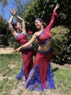 Unique Bellydance Evolution Maroon   Blue 1 Long Sleeve Top 4-piece Costume