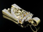 2ct Round Cut Moissanite Men s Jesus Face Charm Pendant 14k Yellow Gold Finish