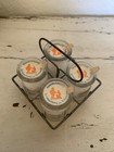 Rare Vintage Howard Johnson s Restaurant  Glass Creamers With Lids Carrier Rack
