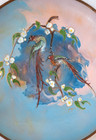 Vtg Hand Painted Copper And Enamel Birds   Floral Bowl Dish Decor Holland 