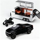 1 32 Cyber Pickup Toy Truck With Motorcycle Alloy Truck Model With Sound Light