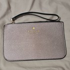Kate Spade New York Gray Zip Wristlet Wallet W  Logo  Credit Card  Folding
