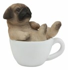 Realistic Mini Adorable Pug Dog Teacup Statue 3 h Pet Pal Dog Breed Figurine