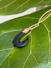 Genuine Black Jade Nephrite Carved Fish Hook Adjustable Black Hemp Cord Pendant