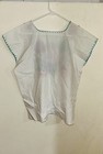 Handmade Mexican Embroidered Cotton Dress White Floral Women s One Size