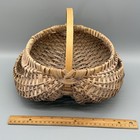 Vintage Wicker Buttocks Farmhouse Egg Gathering Basket Hand Woven Primitive
