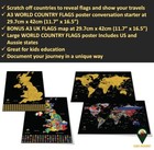 A3 Scratch Off World And Uk Map With Flags Background - Deluxe  Edition - 2 Pack