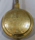 Antique American Brass Bed Warmer Engraved Fighting Rooster 19th Century Pan