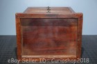 10 8  Old Chinese Huanghuali Wood Inlay Jade Carved Jewelry Storage Cabinet