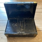 Antique Vtg Metal Tin Bank Cash Document Lock Box Insert  no Key 