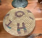 Vintage Southwestern Coiled Basket Bowl 11    Handwoven Tribal Pattern