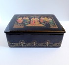 Vintage Russian Palekh Lacquer Miniature Soviet Era Folklore Handpainted Box 