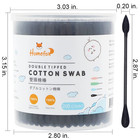 Black Cotton Swabs Precision Pointed - 600 Count Organic Pointy Cotton Bud