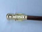 Antique Solid Brass Spy Telescope 3-fold Brown Wooden Walking Stick Cane Handmad