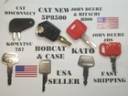  7  Heavy Equipment Keys  Cat  Caterpillar  John Deere  Kato  Komatsu  Bobcat