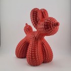 Balloon Dog Pet Ashes Urn     Glossy Ceramic Memorial Keepsake     Red cyan white