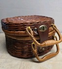 Vintage Wicker Picnic  Sewing  Basket