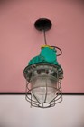 Vintage Industrial Explosion-proof Light   Caged Pendant Green Glass Lamp