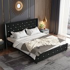 Black Bed Frame With Headboard velvet Bed Frame  Diamond Headboard -quick Deals