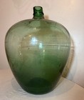 Gigantic Rare Cut Off Top Hand Blown Green Glass Demijohn Carboy Wine Bottle Jug
