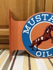 Mustang Oil Flange Sign Horse Gas Garage Double Sided Vintage Style Wall Decor