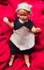 Old Dollhouse Miniature Bisque Jointed Maid Doll W Original Clothes Hand Painted