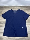 Figs Scrubs 2 Piece Set Womens Size Large Navy Blue Top And Pants   Nice  