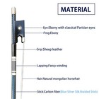 4 4 Carbon Fiber Fine Violin Bow Blue Silver Silk Braided Stick Ebony Frog Bow 