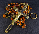 Vgt Antiquary Catholic Genuine Black Cocoa Wood Rosary Brass Cross      9-03 