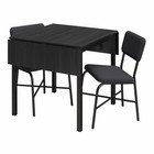 Sleek 3-pcs Drop Leaf Kitchen Table Set Dining Set Breakfast Nook 2 Padded Chair