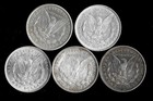 Five  5  Morgan Dollars 90  Silver  1921-p d s   lower Grade cull  Lot C94