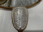 Vtg Vanity Mirror Tray Set Gold Tone Filigree W  Rose Pattern