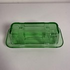 Hazel Atlas Vintage Green Depression Glass Butter Dish Lid Base Set Grid Pattern
