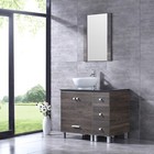 Bathroom Vanity With Sink 36 Inch Cabinet Ceramic Sink W glass Top Set Brown