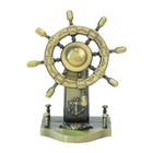 Brass Vintage Ship Wheel Figurine Steering Helm Model Collectible Ornament Craft