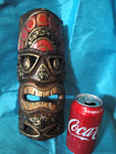 Tribal Tiki 12  Carved Wood Mask Wall Hanging Indonesia Hawaiian Bar Lounge