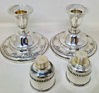 Pair Of International Sterling Silver Weighted Rhapsody Candle Holders Top Pegs