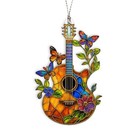 Colorful Ornament With Butterflies And Flowers  Music Themed Christmas Guitar