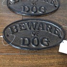 2x Cast Iron Beware Of Dog 7    Oval Plaque Sign Rustic Ranch Wall Decor Kennel