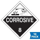 Class 8 Corrosive Placard 10-pk   10 75  X 10 75  Removable Adhesive Vinyl